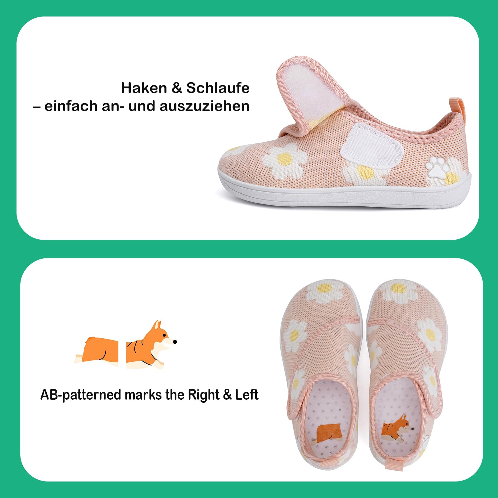 IceUnicorn Baby Barfußschuhe Lauflernschuhe Breite Kleinkind Jungen Mädchen Hausschuhe Kinder Barfussschuhe Sneaker Babyschuhe Anti Rutsch(Pink, 26EU Weit) 6