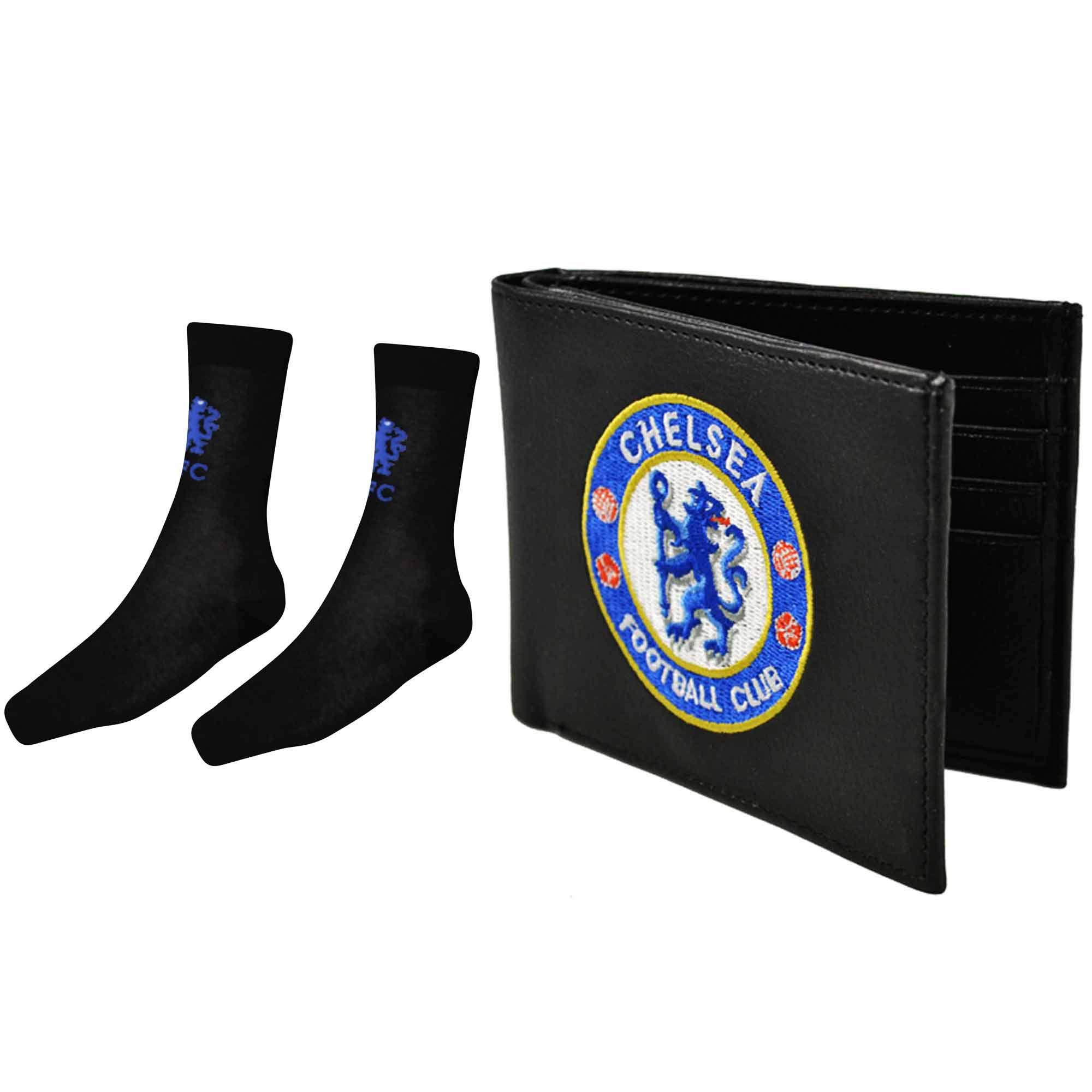 CFC Official Chelsea Football Crest Mens Socks & Money Wallet Gift Set