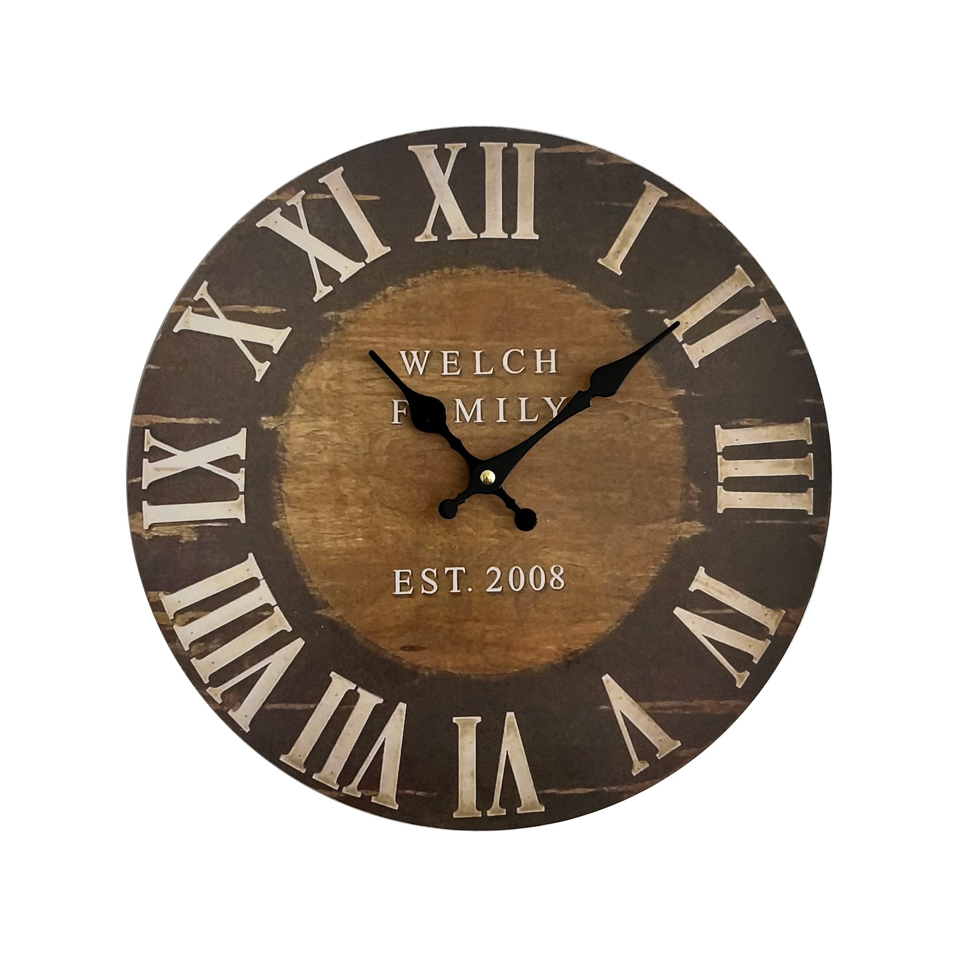 Rebecca Mobili Wall Clock Large Wall Clocks Mdf Brown Black Industrial Round - Ø 33,8 cm x P 4 cm (H x W x D) - Art. RE6152