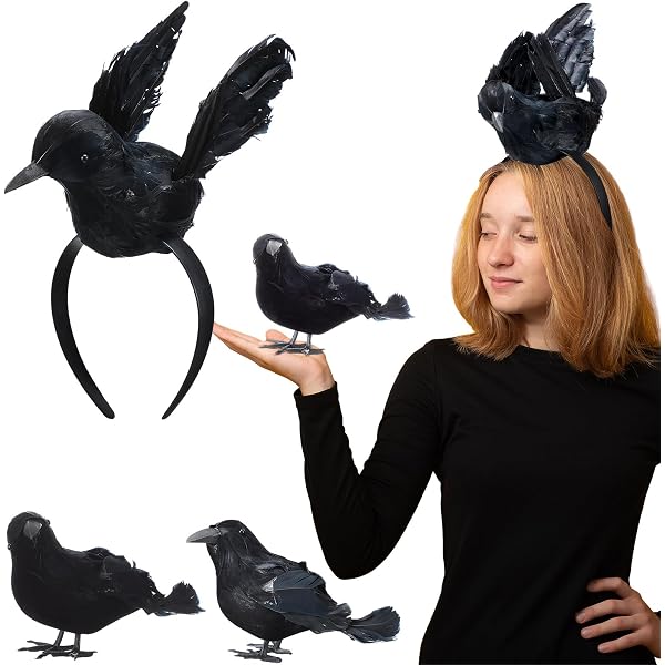 Amazon.com: Holiberty Black Feather Crow Headband Realistic  display picture 3