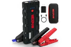 NEXPOW Démarreur de batterie de voiture portable 2000 A Peak 12 V, booster de batterie automatique, boîte de démarrage au lit
