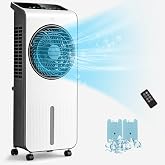 DORTALA Evaporative Air Cooler, 3-in-1 Oscillating Fan with Remote Control | Portable Swamp Cooler, 24 Speeds, 12 H Timer, 2 Ice Boxes for Home Office, Bedroom, Dorm