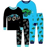 Little bety 4 Pieces Boys Pajamas Toddler Boys Long Sleeve Cotton Pjs Kids Sleepwear Sets 24Months-12Years