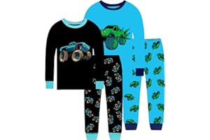 Little bety 4 Pieces Boys Pajamas Toddler Boys Long Sleeve Cotton Pjs Kids Sleepwear Sets 24Months-12Years