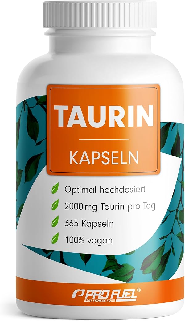 Taurin Kapseln 365x - optimal hochdosiert mit 2000 mg Taurin pro Tag - Taurin mit über 99,9% Reinheit - laborgeprüft mit Zertifikat - Vorrat 6 Monate