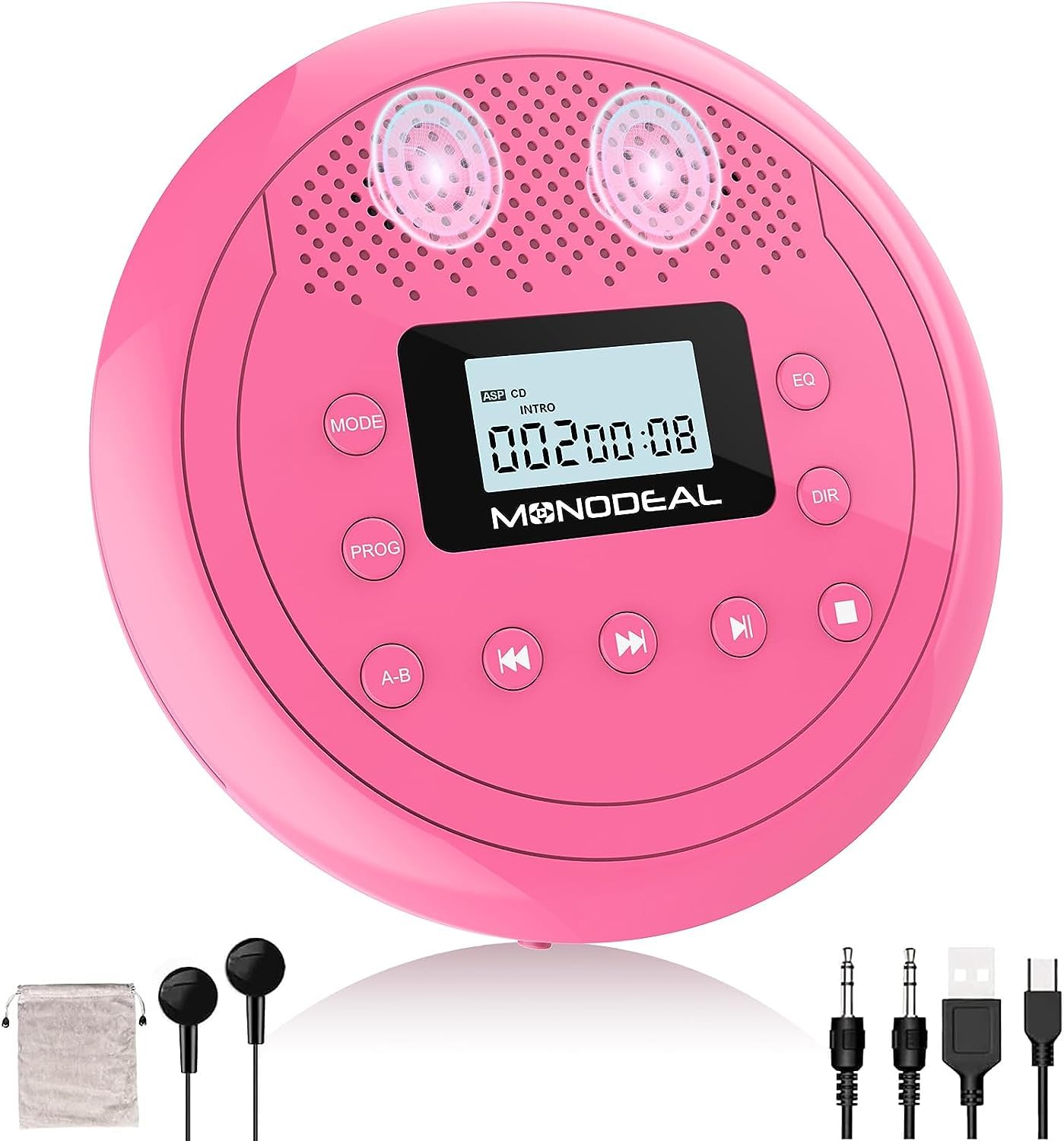 Photo 1 of ????4 ????????? MONODEAL Rechargeable CD Player with Speakers, Anti-Skip CD Player for Car and Home, Portable Player with Headphones for Audio Book Music (Rose Red)