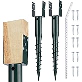 27inch No Dig Ground Screw Anchor Spike – U Shaped Post Stake for Mailbox and Fence, Includes Lag Bolts & Rebar, Fits Standard 4x4 (3.5" X 3.5" Inch) Post. 2 Pack