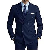 FancyFir Men's Slim Fit 2-Piece Suit with Stretch Fabric, Double-Breasted Blazer Pants for Party, Business and Wedding