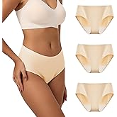 BATTEWA Mid-Waist Incontinence Underwear for Women Leak Proof Panties Protective Briefs for Bladder Control Washable Absorbency 40ML, 3Pack (Large,Beige)