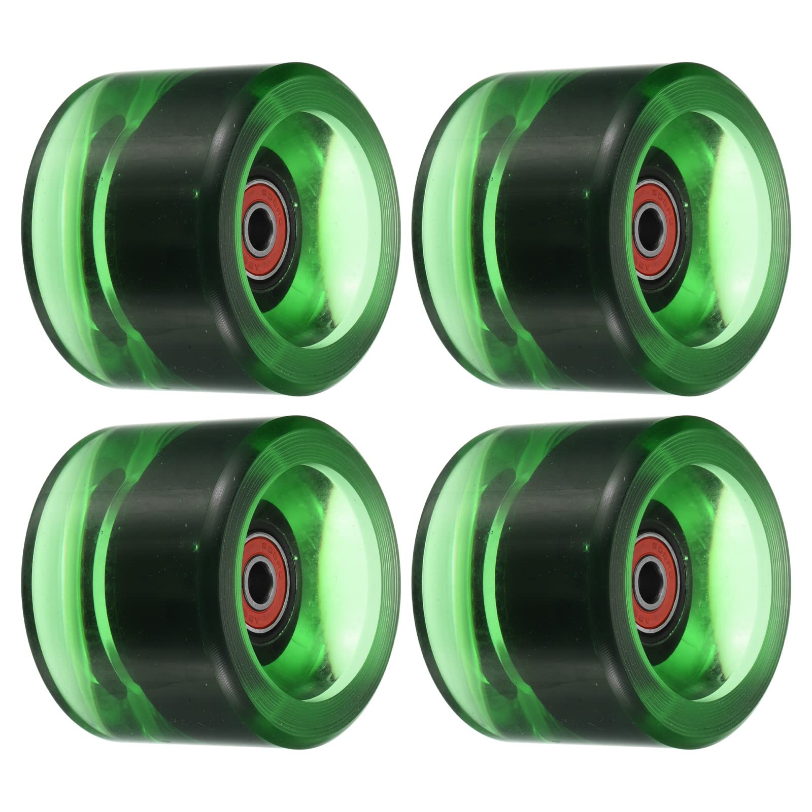 PATIKIL 70mm 78A Longboard Wheels with Red ABEC-9 Bearings, 4 Pack Soft Cruiser Wheels Street Wheels for Skateboards Skateboard Wheel PU, Clear Green