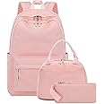 Bluboon School Backpack Set Girls Womens Laptop Bookbag Casual Daypack Fits 15 inch Laptop with Lunch Tote Bag and Pencil Bag