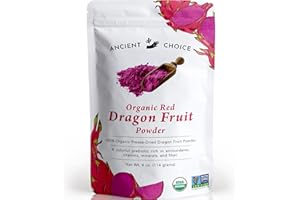 Ancient Choice - Red Dragon Fruit Powder (4 ounces) | USDA Organic Freeze Dried | Non-GMO Pitaya | Natural Food Coloring | Vegan Pink Superfood | Vegetarian | Smoothie | Baking | Fiber | Prebiotic