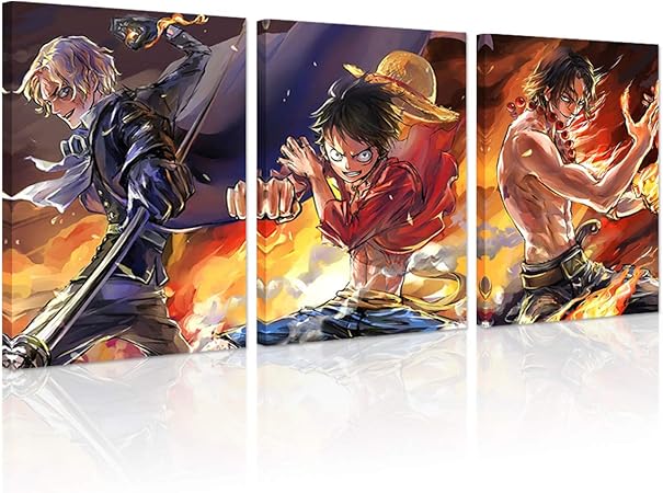 Amazon Co Jp Jackethings ワンピース ポスター ルフィ アニメ サボエースプリント キャンバス 木製フレーム 壁装飾 ホーム リビングルーム クラブ 装飾 Generic