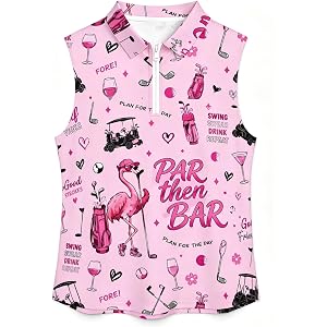 Women's Sleeveless Golf Shirts Funny Polo Zip Tank Top