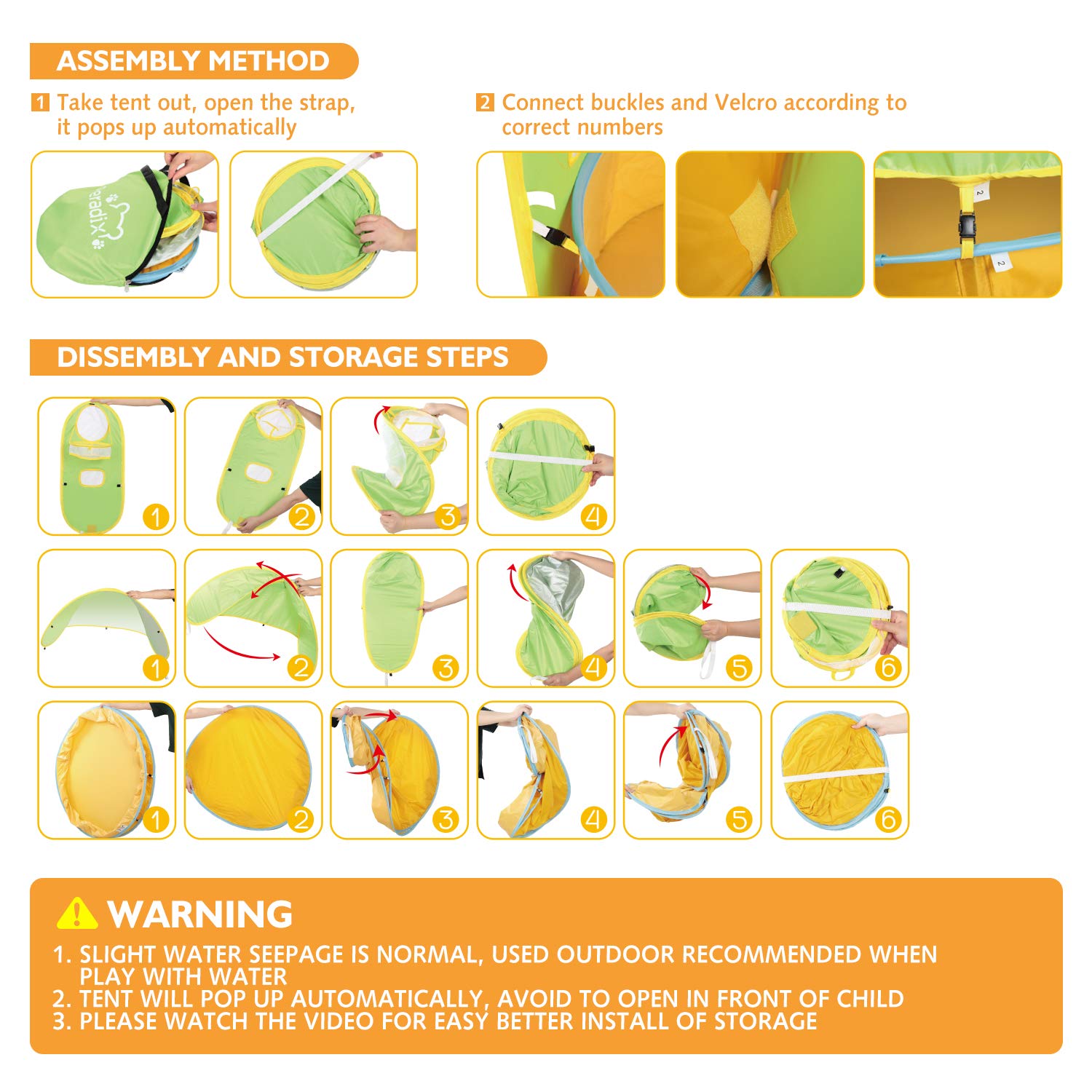 Peradix Kids Ball Pit Play Tent / Water Swim Pool 2 in 1 , Toddler Pop Up Tent With Basketball Hoop and Zippered Storage Bag For Baby/Children Indoor / Outdoor/Garden