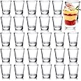 Tebery 30 Pcs 60ml Shot Glasses, 2oz Heavy Base Shot Glasses Sets, Round Glassware Shot Glass, Clear Glass for Vodka, Whiskey, Tequila, Espresso, Liquor