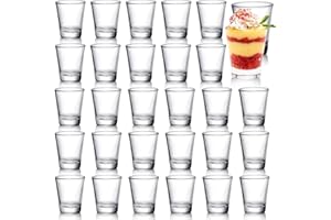 Tebery 30 Pcs 60ml Shot Glasses, 2oz Heavy Base Shot Glasses Sets, Round Glassware Shot Glass, Clear Glass for Vodka, Whiskey