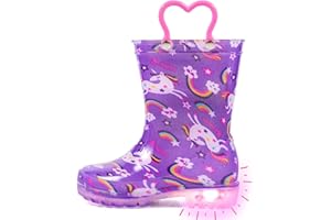 Outee Toddler Kids Adorable Lightwight Waterproof Rain Boots Light Up by Steps