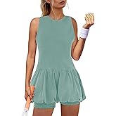 Panadila Womens Bubble Tennis Dress with Shorts Workout Athletic Dress Golf Outfits Backless Casual Activewear with Pockets