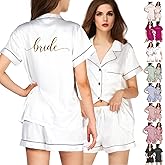 WJing Yi Jia Womens Floral Bridesmaid Pajamas 2Pcs Bride Silk Pajama Set For Bridal Party Gifts Soft Satin Pj Sets Silky Pjs