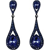 EVER FAITH Wedding Bride Earring for Woman Austrian Crystal Elegant Dual Tear Drop Clip-on Dangle Earrings