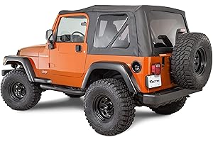 TACTIK Fabric Only Replacement Soft Top - Fits Jeep Wrangler TJ 1997-2006 - Custom-Fit Fabric Roof with Removable Side and Back Window Jeep TJ Soft Top Jeep TJ Top Cover (No Door Skins, Black Diamond)