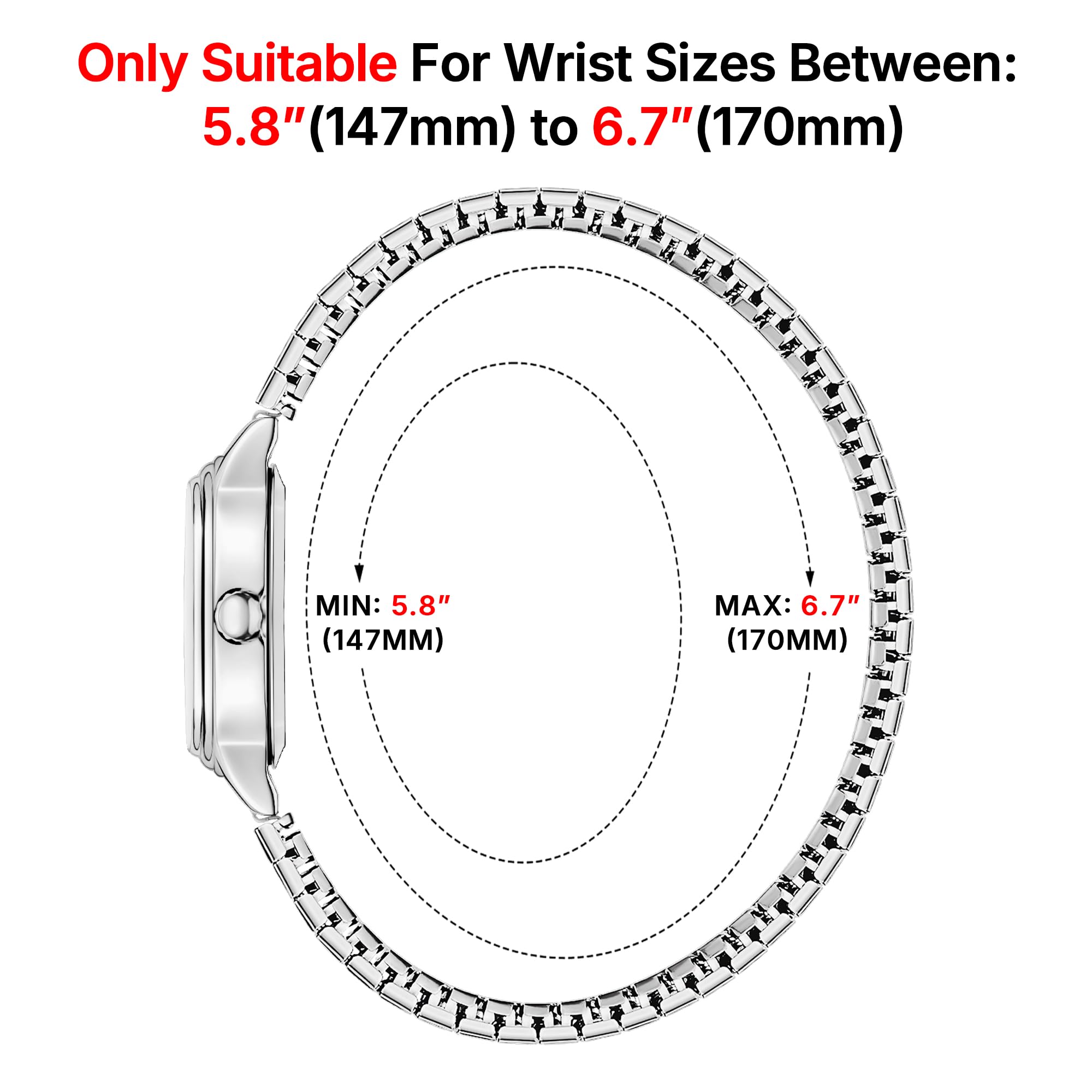 TKIIOER Small Gold Watches for Women, Easy to Read Ladies Analog Watch, 30M Waterproof, Luminous Dial, Stainless Steel Stretch Expansion Strap