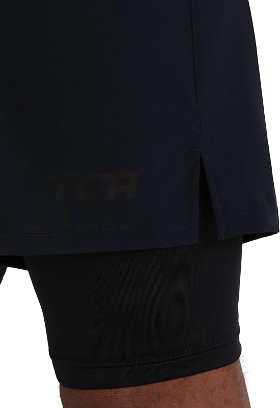 Ultra Pantaloncini Uomo Palestra 2 in 1 - Pantaloncini Sportivi da Corsa - Running Shorts con Pantaloncino a Compressione Interno- Nero (Tasca Posteriore), M