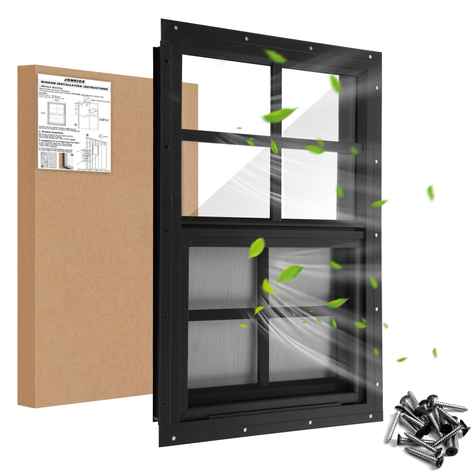 Photo 1 of JONRIOX 12" W x 18" H Shed Window,Sliding Window, Aluminum Grey Flush Mount with Tempered Glass and Stainless Steel Screen, Playhouse Window, Chicken Coop Window, Household Window.(Gray 1 Pack)
