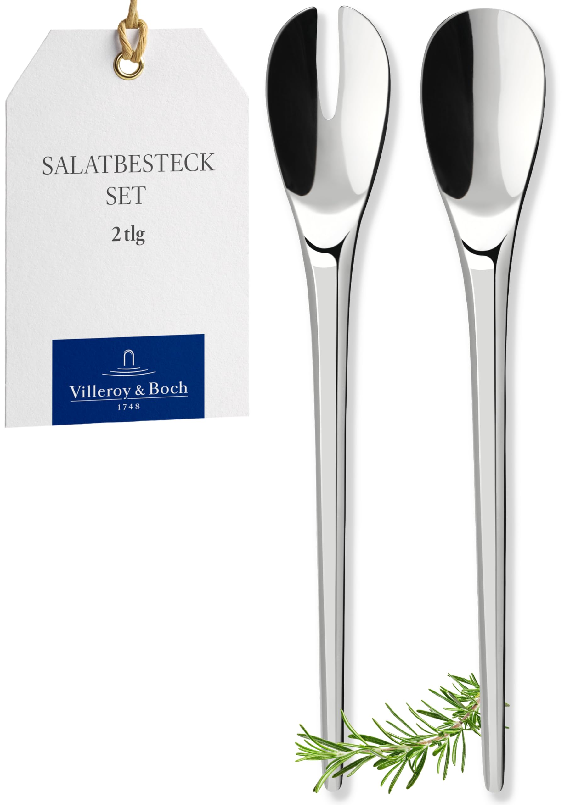 Villeroy & Boch - NewMoon Salad Servers, 2 Pieces, Versatile Cutlery Set for Day-to-Day use and Festive Spreads, Stainless Steel, Dishwasher Safe
