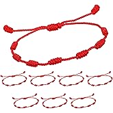 Prasacco 8 Pieces Red String Bracelets Adjustable 7 Knots String Bracelet Red Bracelet for Protection Good Luck Friendship Gifts for Men and Women