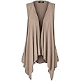 Made By Johnny Women's Lightweight Sleeveless Draped Open Cardigan