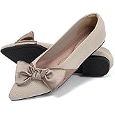 Semwiss Pointed Toe Ballet Flats for Women Slip On Comfortable Flats with Bow Dressy Casual Work Shoes