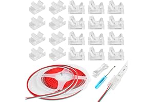 HOMELYLIFE 20 Pack 3 Pin LED Strip Connectors Solderless with 16.4ft Extension Cable 3 Conductor for Waterproof or Non-Waterproof 10mm Wide WS2811 WS2812 WS2812B LED Strip Lights