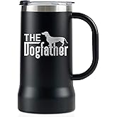 Onebttl Dachshund Gifts for Men, Weiner Weenie Dog Lover, Dog Onwer, Stainless Steel Beer Stein Tumbler, 24oz Beer Mug with Lid, Black