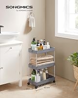 SONGMICS 3-Tier Storage Trolley with Wheels Dove Grey KSC009G01 15 kg view 2
