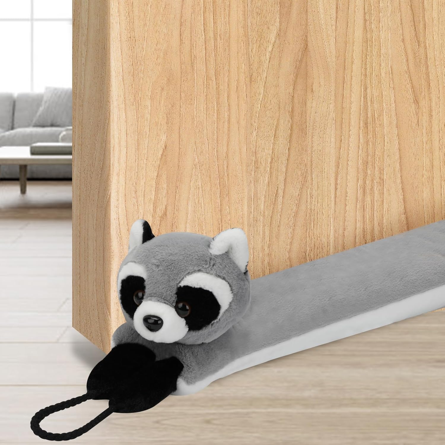 Draft Stoppers - MAGZO Under Door Draft Stopper 36 inch, Cute Raccoon Door Draft Blocker Sound Noise Wind Proof Door Seal