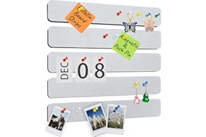 Bulletin Board, Jeethemy Felt Pin Board Bar Strips, Self Adhesive Cork Boards for Walls with 35 Push Pins for Bedrooms Offices Home Decoration,5 Pack,White