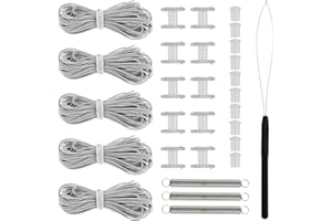 AUPOKO RV Pleated Shade Repair Kit Includes Five 20 FT Cords, Ten Cord Retainers, Ten Cord Bushings, Three Springs and Cord Threading Tool for Repair of RV Pleated Blind-Gray
