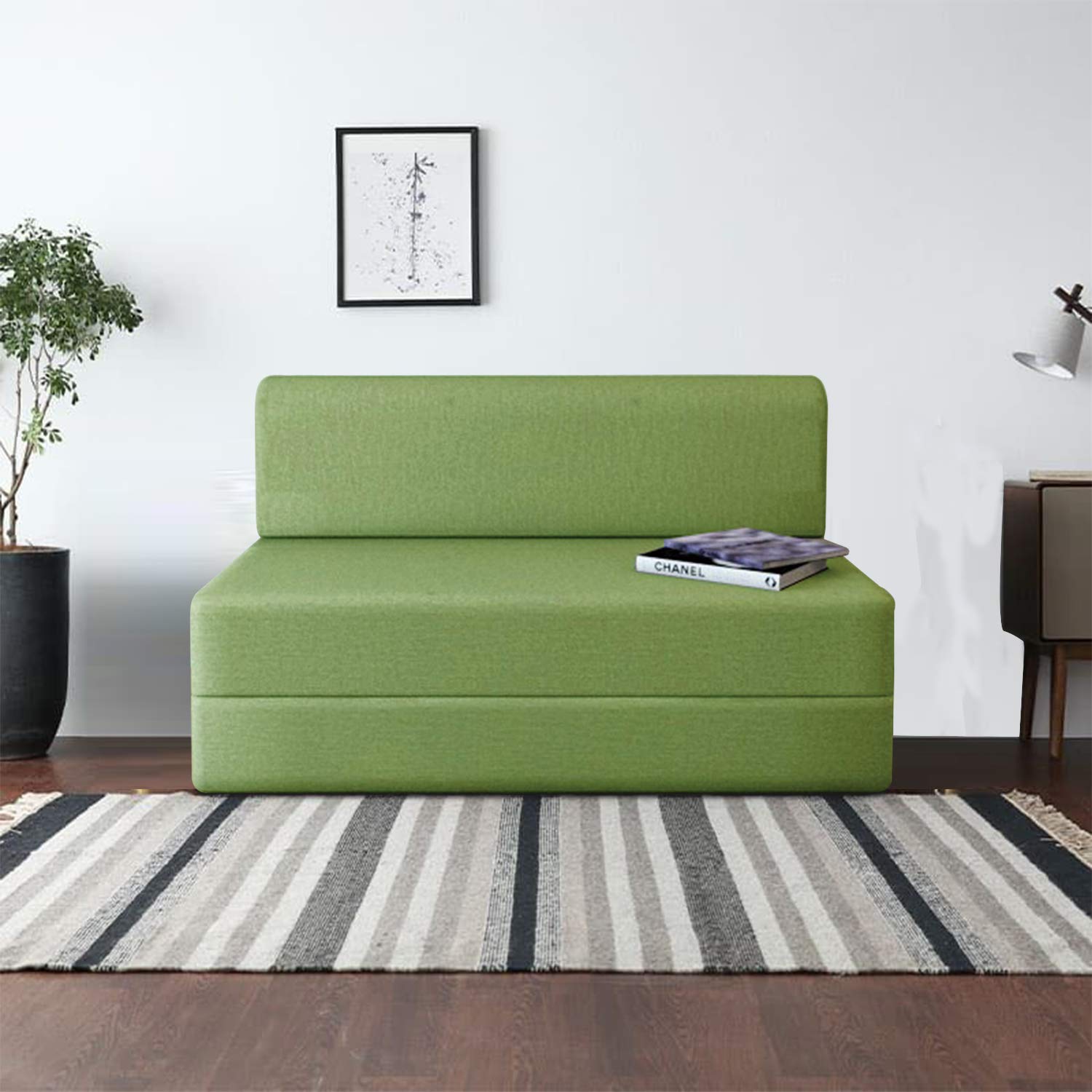 Aart Store HighDensity Foam Sofa Cum Bed Furniture One Seater (Green