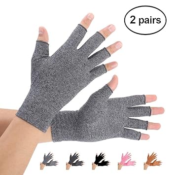 Brace Master Arthritis Handschuhe 2 Paare, Kompression Handschuhe Unterstützung, Gr.-Medium, Grau