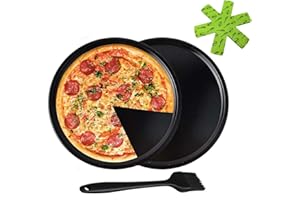 2-Piece Set Non-Stick Pizza Baking Pan, Premium Kitchen Deep Dish Round Pizza Tray Dishwasher Safe Baking Sheet for Home Kitc