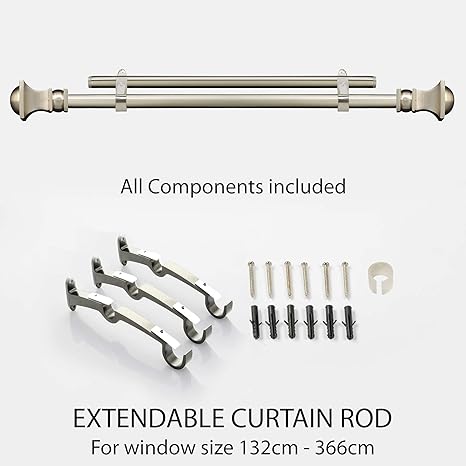Buy Deco Window 52 To 144 Extendable Double Curtain Rod Half