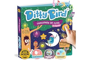 Ditty Bird Spanish Nursery Rhymes Book Bedtime Edition | Bilingual Musical Books for Toddlers, English & Spanish | Fun, Interactive Sound Books for Babies & Toddlers | Libro En Español Para Bebés