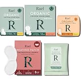 Rael Period Essential Bundle - Organic Cotton Cover Regular &amp; Overnight Pads, Regular Liners, Flushable Feminine Wipes, and Herbal Heating Patch Extra Coverage