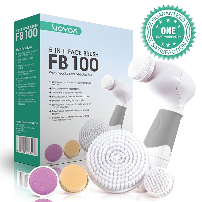 title=VOYOR 5-IN-1 Spazzola Pulizia Viso Elettrica per la Pulizia con 5 Testine +