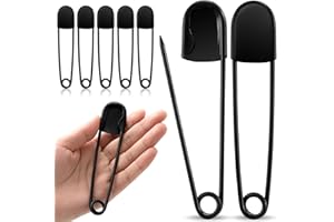 Juexica 5 Pcs Large Safety Pins 5 Inch Jumbo Stainless Steel Safety Pins Heavy Duty Huge for Strong Laundry Upholstery Sewing Quilting Key Rings Craft Outdoor (Black)