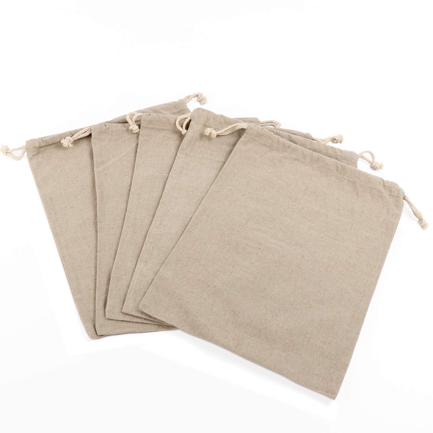5 Pack Organic Linen Reusable Muslin Bags Food Storage Eco Bread Bag for Artisan Bread Bakery Baguette Housewarming Wedding Gift Storage (30x35cm)