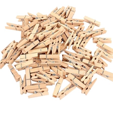 Lumanuby 50 x Holzklammern, Mini-Klammern zum Basteln, für Fotos, Papier, DIY
