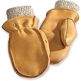 Guide Gear Men's Waterproof Genuine Deerskin Leather Mittens Lined with Wool Liner Mitts, Windproof for Wood Chopping